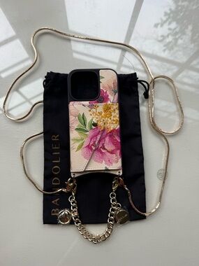 Bandolier Leather Ceci Floral Case Belinda Chain Strap Wristlet iPhone 16pro